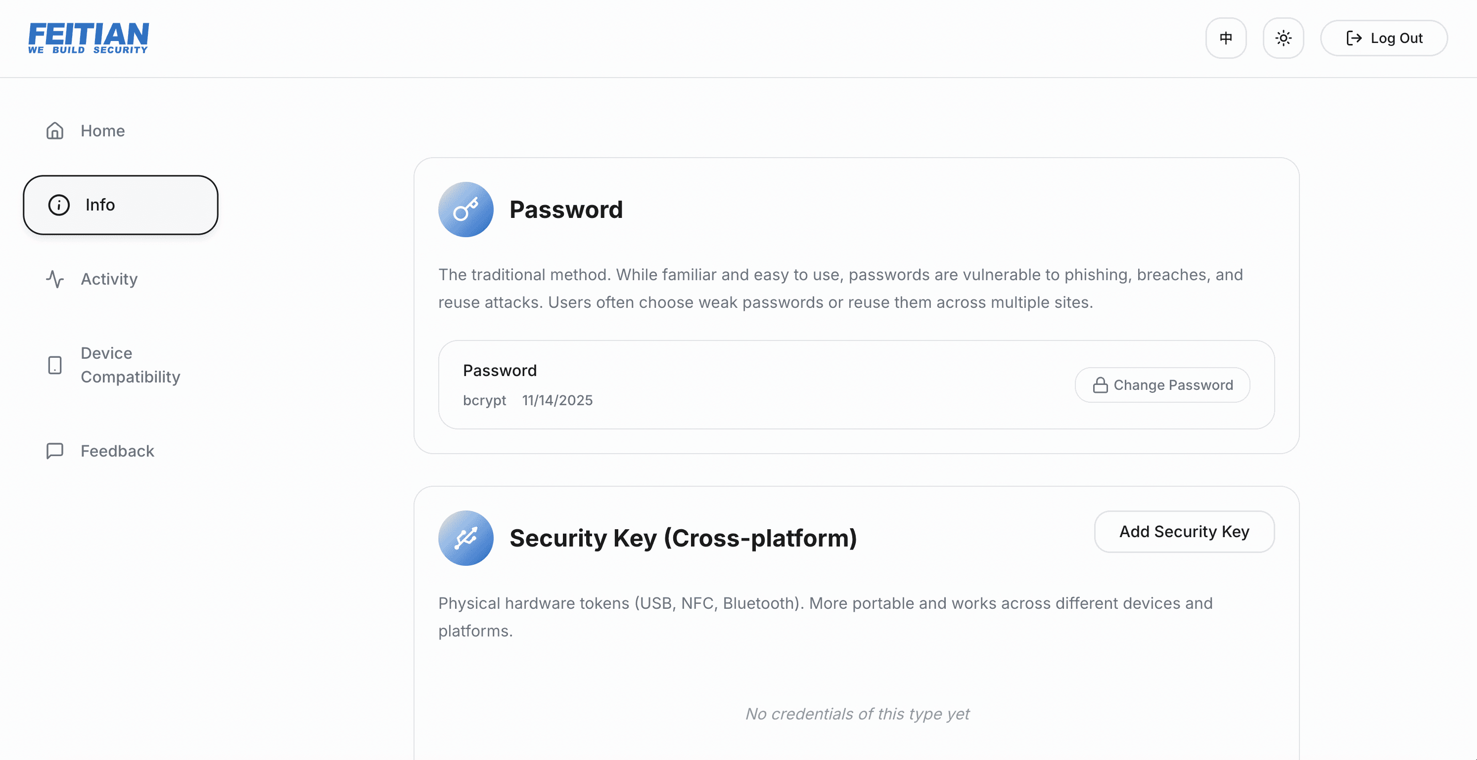 The authentication demo platform sign-in screen