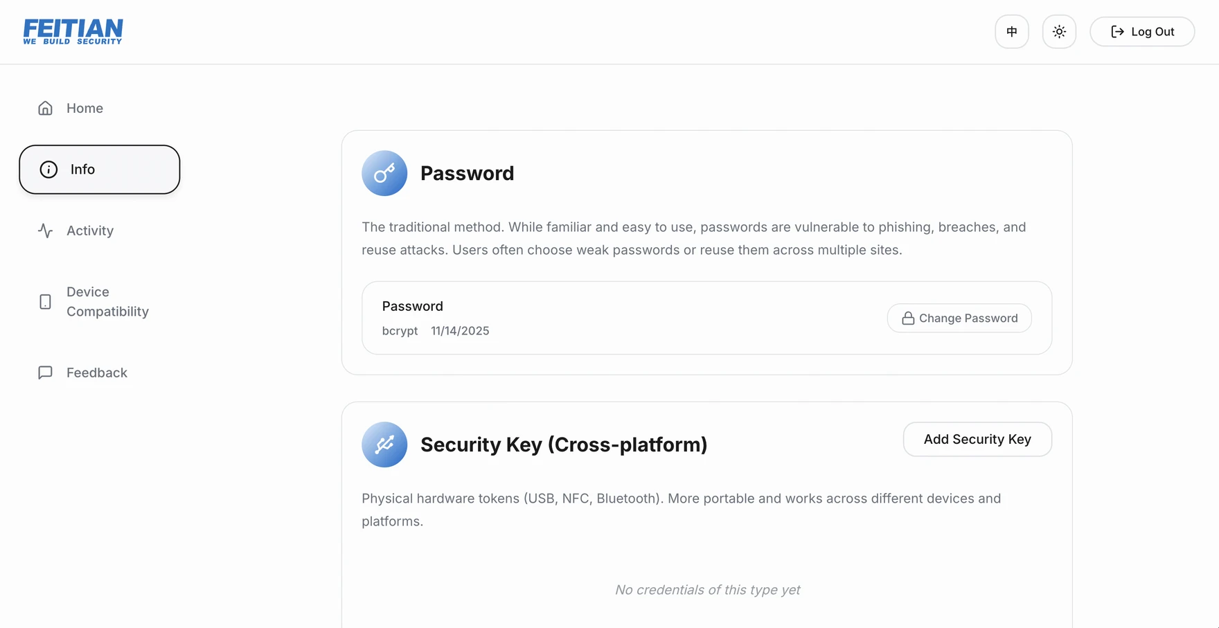 The authentication demo platform sign-in screen